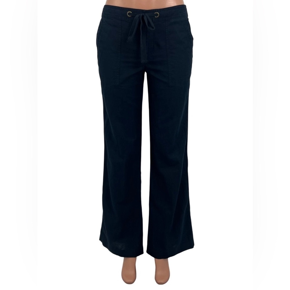 Banana Republic Navy Linen Blend Wide Leg Ryan Fit Pants| Preppy Coastal Grandma